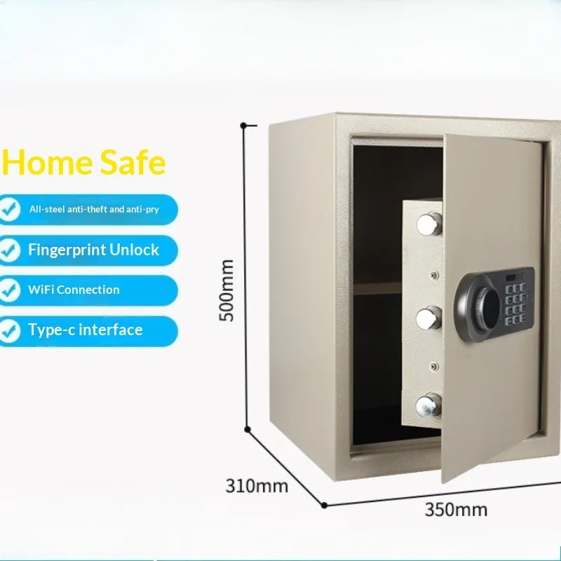 Biometric Fingerprint Digital Safe Home Commercial Electronic Keypad Password Security Box 50cm Fireproof Concealed Mini Safe