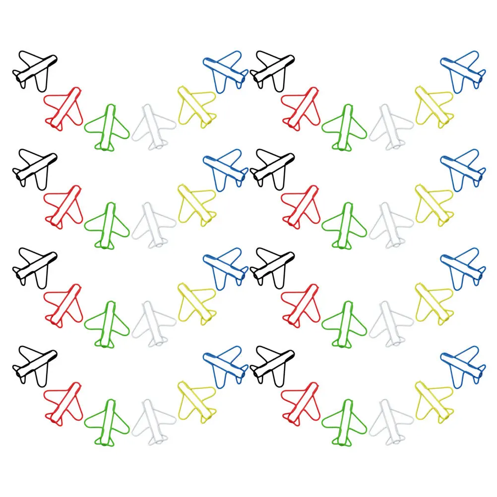 

70Pcs Colored Airplane Paper Clips Functional Decorative Office Supplies Small File Fixing Clips for Bills Notes Home School Use
