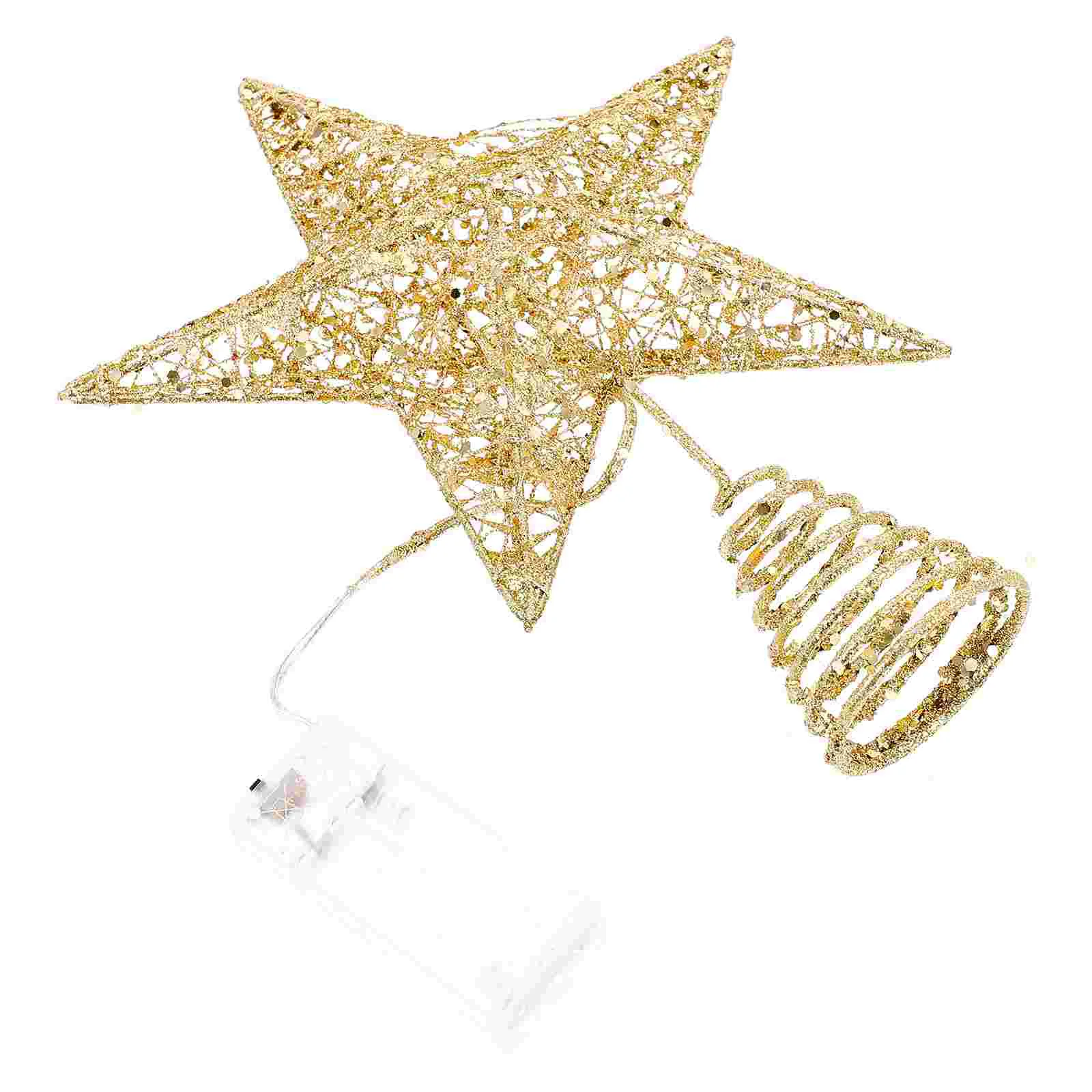 Christmas Tree Top Star Eye-catching Topper Luminous Decor Reusable Party Supply Xmas Iron Five-pointed Lamp Treetop Decoration