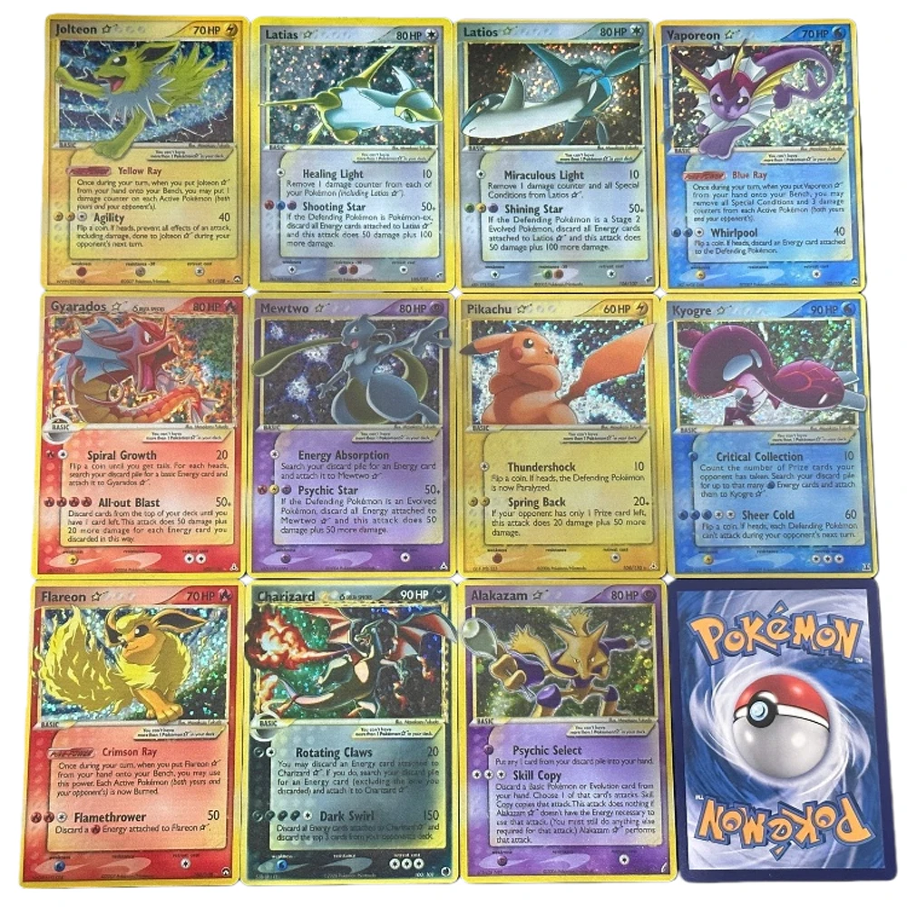 Cartas de Pokémon PTCG, serie Ultra rara de estrellas, Charizard Mewtwo Gyarados Celebi Latias Latios Entei, colección de cartas de juego, regalo