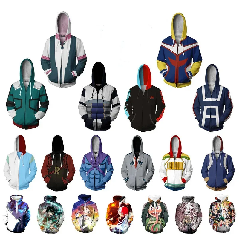 

New My Heroes Academy, Green Valley, Long lasting 3D Digital Printed Hooded Sweatshirt for Men's Cosplay