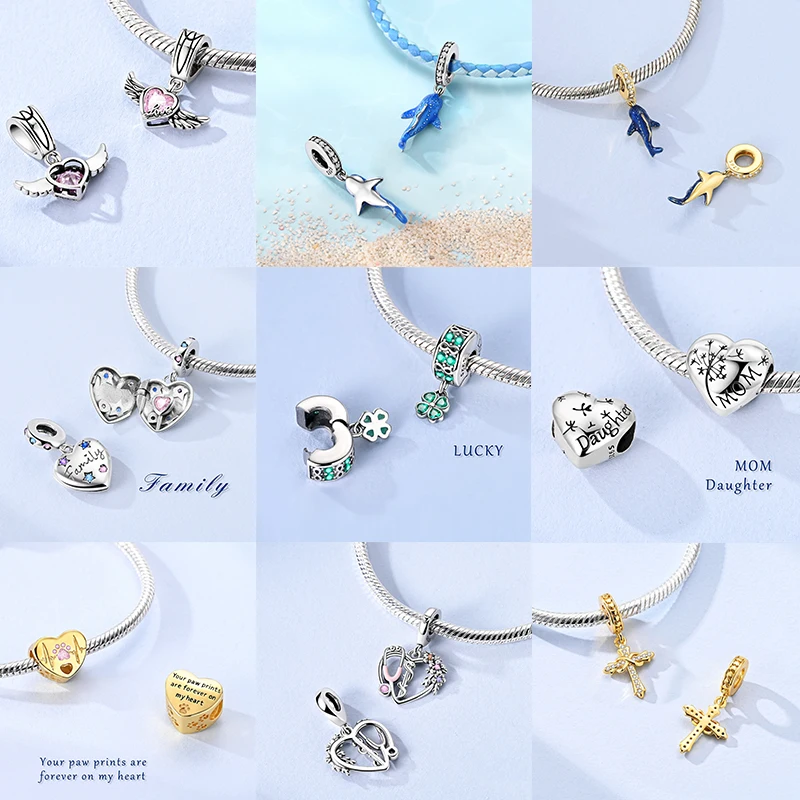 925 Sterling Silber Charm Herz Elefant Baum Reise-Perlenanhänger Passend für Europäische Armbänder DIY Damenschmuck Geschenk 2026 – Detail 10