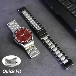 Quick Fit Stainless Steel Strap for Samsung Galaxy Watch 7 40mm 44mm 6 Classic 47mm 43mm Metal Band for Samsung Watch 5 Pro 45mm