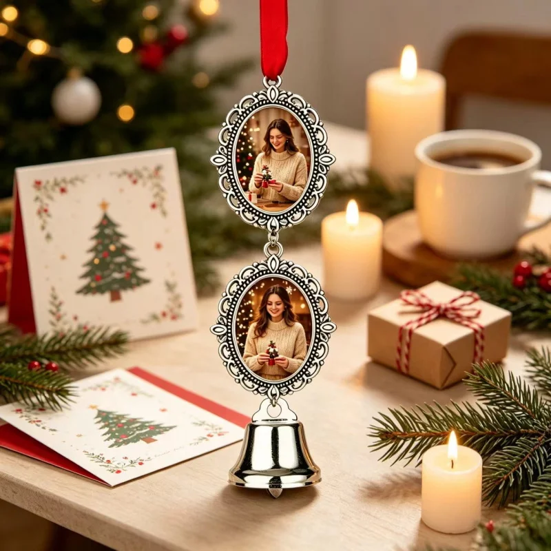 Custom photo Christmas bell ornament, personalized, unique, creative, a New Year holiday keepsake gift