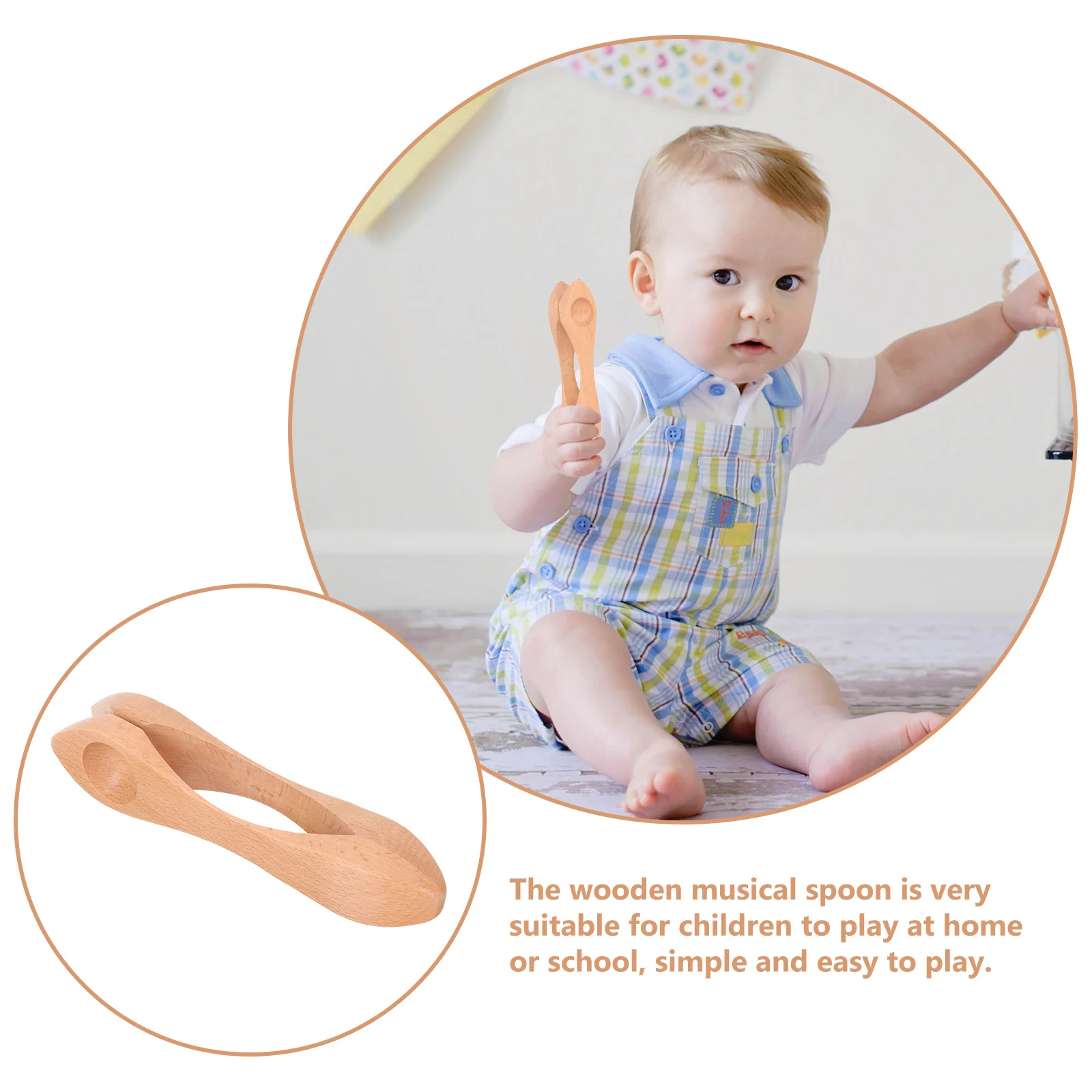 

Traditional Wooden Musical Spoon Premium Wood Child Percussion Instrument Smooth Surface Educational Music Spoon for Kids