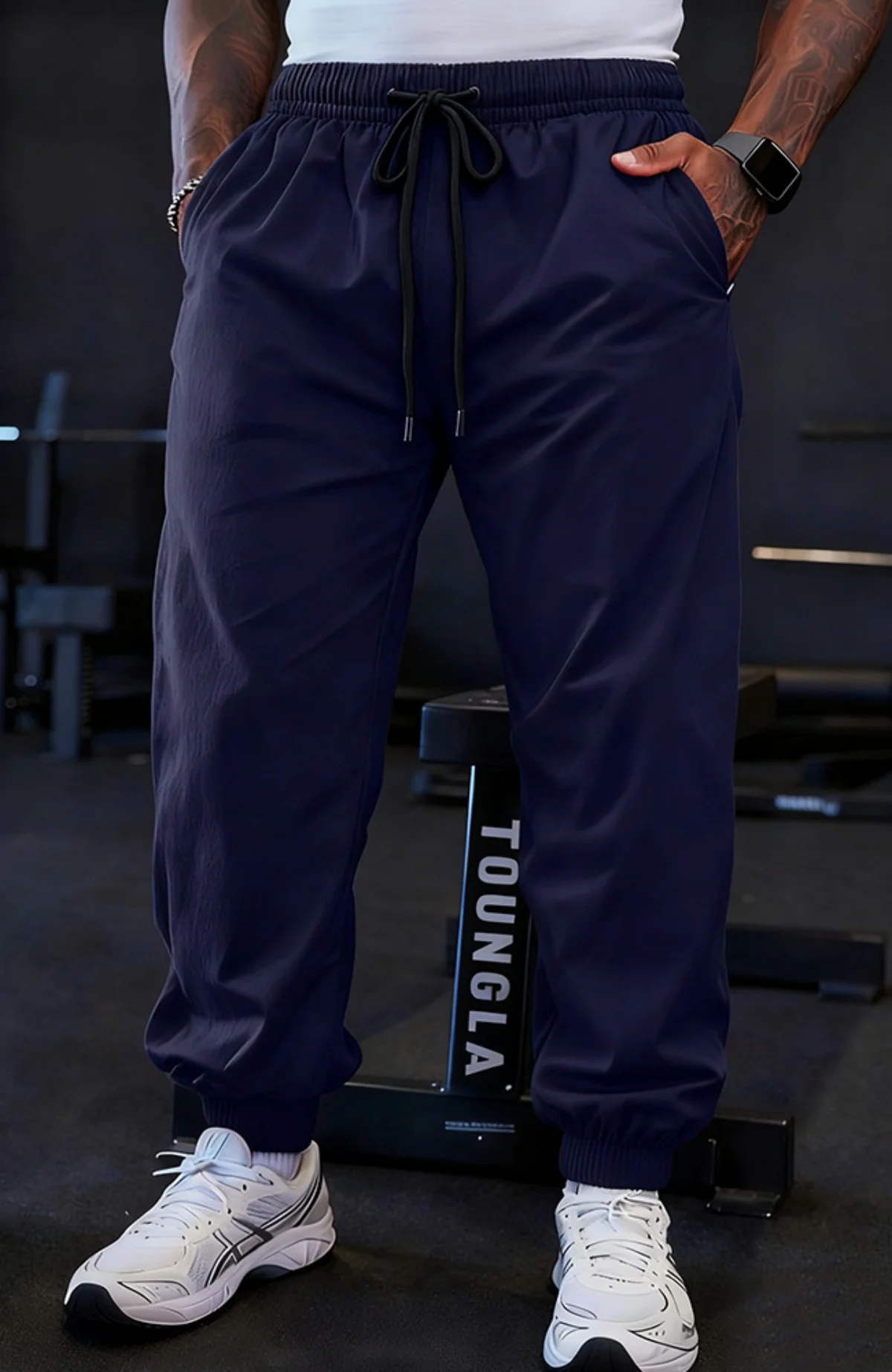 سراويل رياضية خفيفة الوزن للرجال لربيع الخريف، سراويل تدريب فضفاضة عالية المرونة، لون نقي، رباط للتمرين في الهواء الطلق