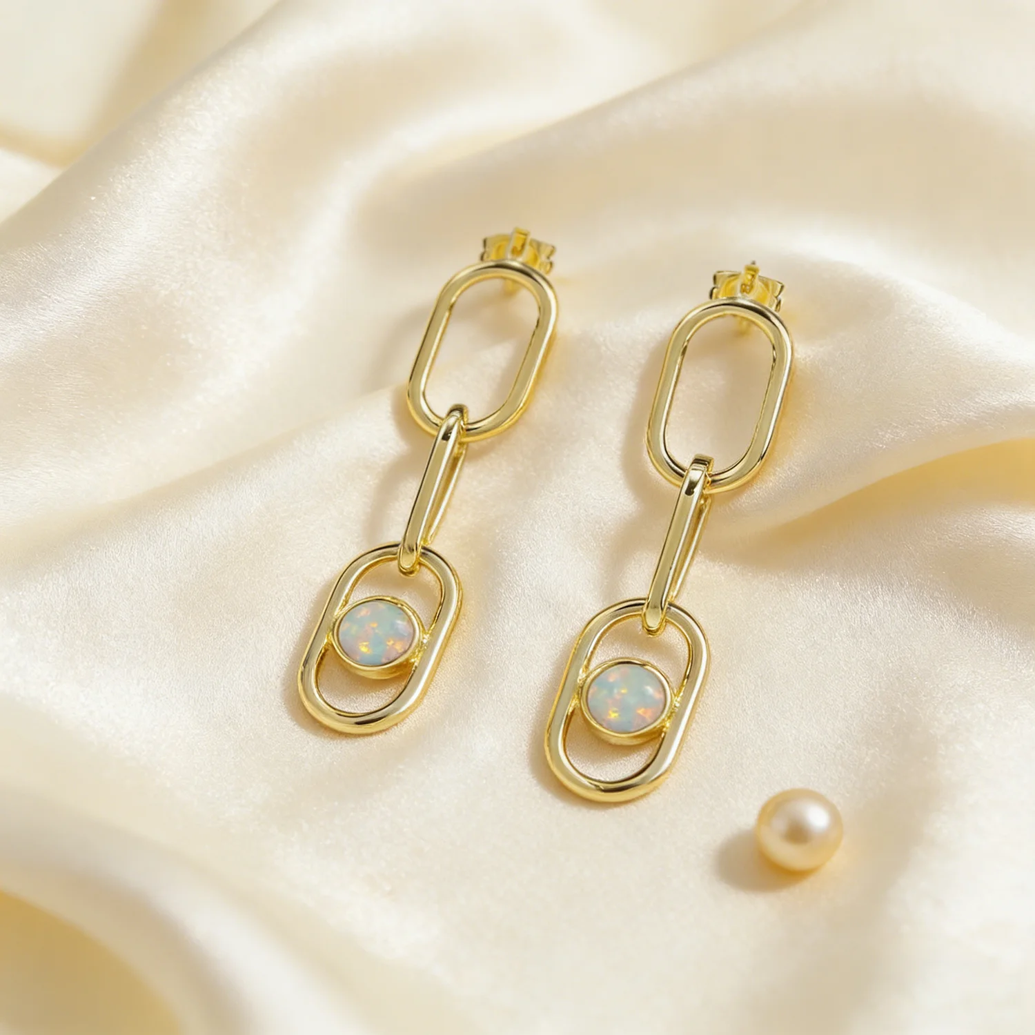 Geometric Opal Dangle Earrings,Iridescent Color-Shifting Opal,Trendy Statement Drop Earrings for Women,Fashion Jewelry Gift 2026