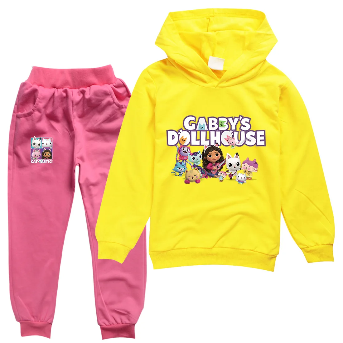 New Gabby Doolhouse Clothes Kids Long Sleeve Hoodies+Jogger Pants 2pcs Set Toddler Girls Gabbys Chat Clothes Baby Boys Tracksuit