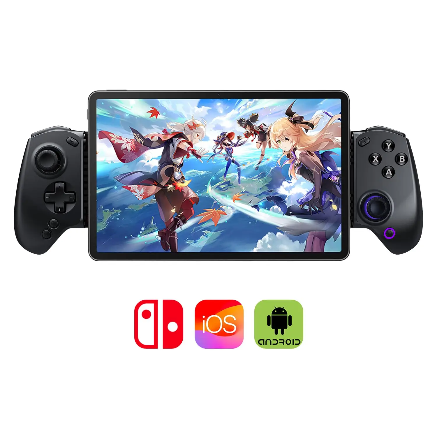 

Игровой контроллер S8 Bluetooth для Switch, iPhone, iPad, устройств Android — джойстик и триггеры Hall, настраиваемые кнопки (черный)