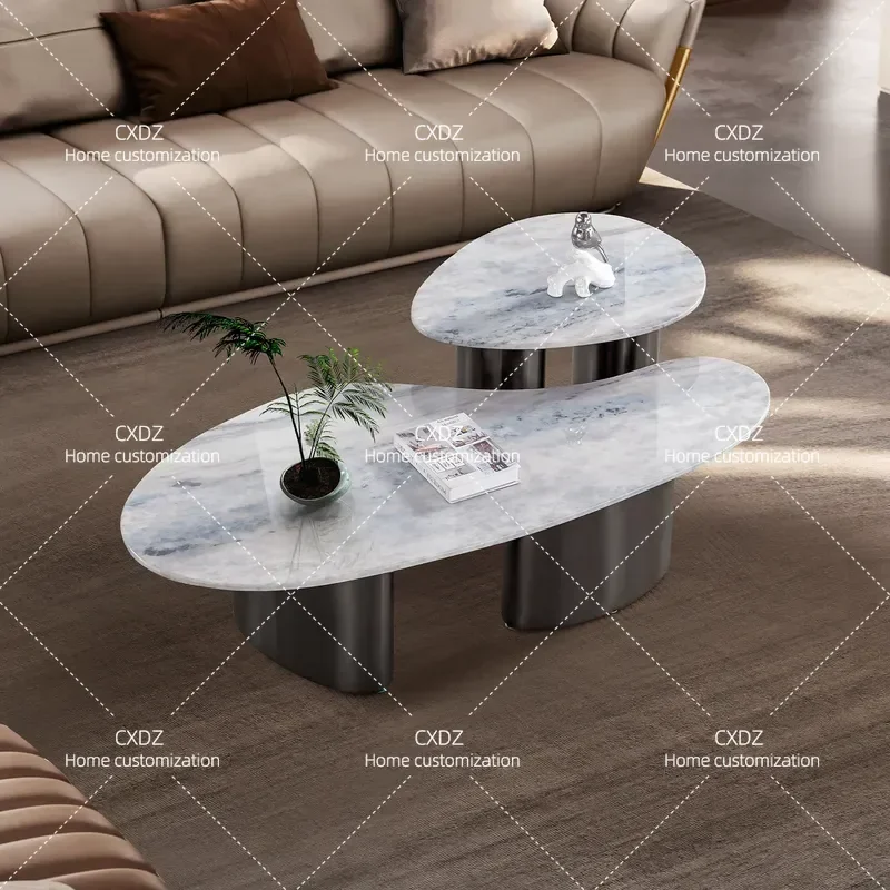 Modern Minimalist Marble Coffee Table for Living Room Small Apartment Light Luxury Special Shaped Side Table 2025 New