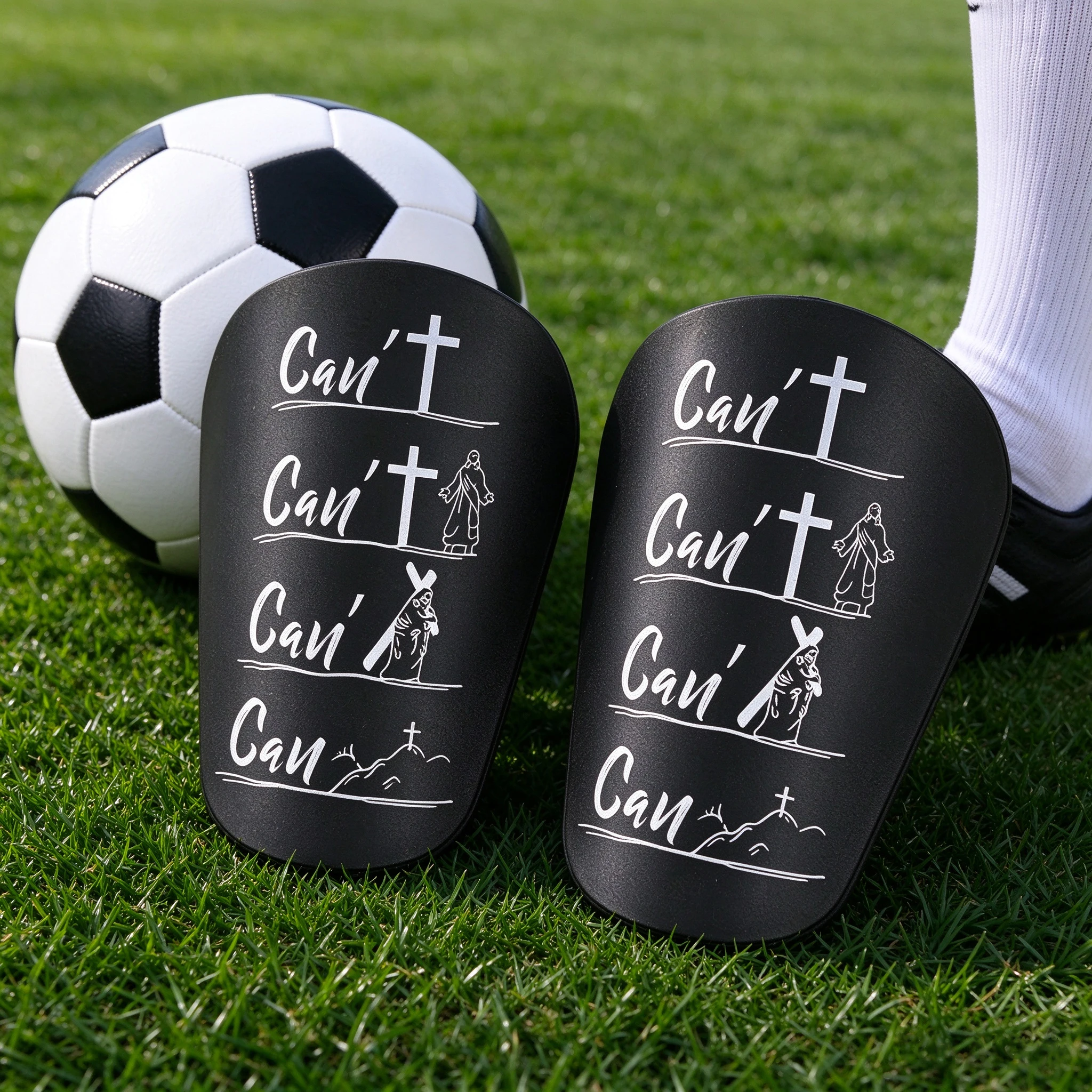 New 1Pair Mini Soccer Shin Guards Graffiti Print Football Pads Lightweight Calf Protective Plates for Adults Soccer Training