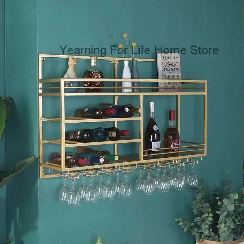 Stehender moderner Weinschrank, Luxus-Display, Bäckerecke, rustikaler Weinschrank, antiker Wandmontage, Metall, Estante, Bar-Dekoration