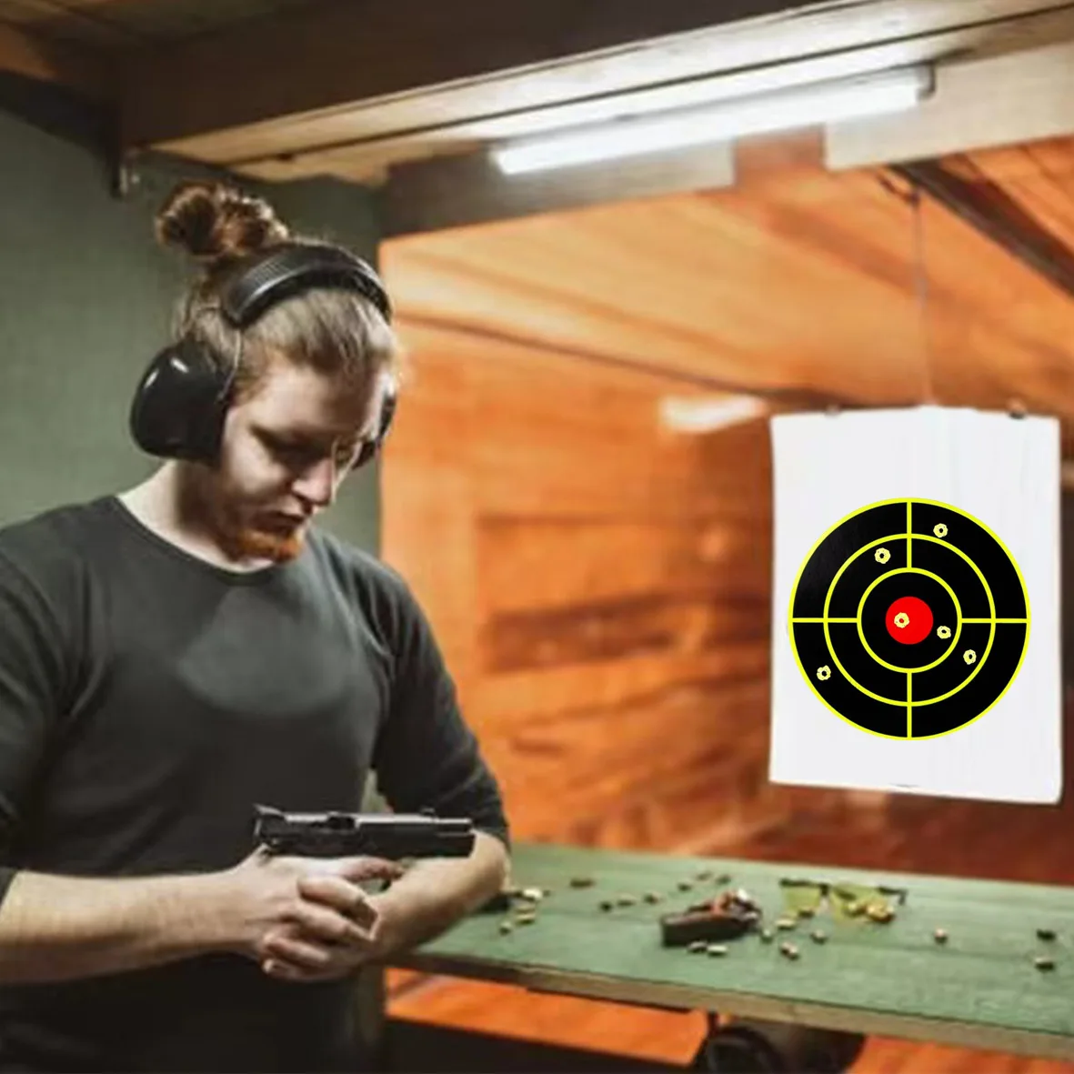 Hunting Sport Practice Target 100Pcs 3 Inch Self Adhesive Splatter Reactive Round Stickers for Shooting Airsoft Rifle Pistol view 3
