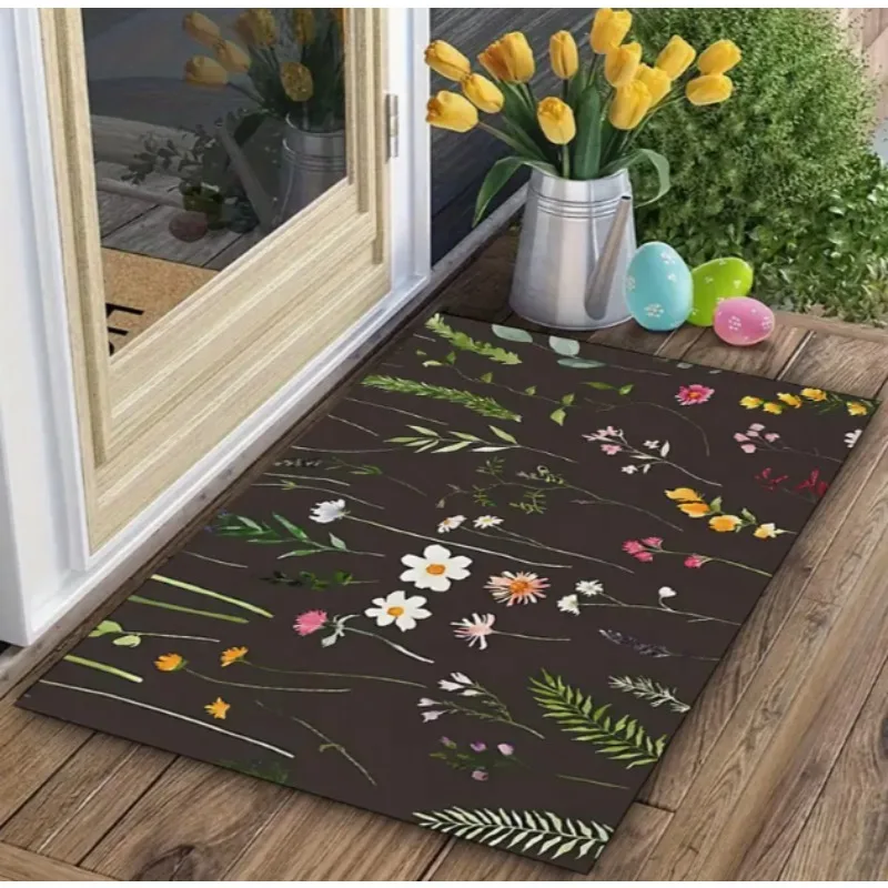 Retro-Blumenmuster, Willkommens-Fußmatte, modische Matten, Schlafzimmer, Badezimmer, Küchen, Balkone, Gärten, moderne Bauernhaus-Dekoration