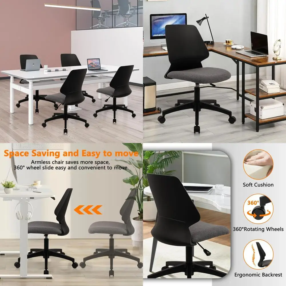 

Комплект из двух эргономичных офисных кресел с регулировкой высоты и колесиками, удобные мягкие кресла для совещаний, B