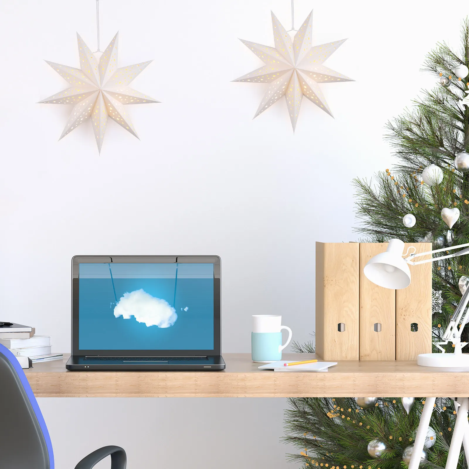 

Набор из 3-х бумажных абажуров-звезд для рождественских фонарей, подвесные украшения, декоративное освещение для праздничных вечеринок, бумажные абажуры