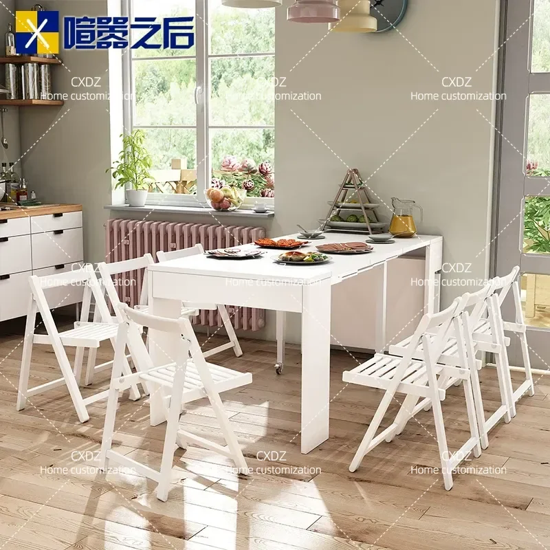 Retractable Folding Dining Table for Small Apartment Household Multi Functional Invisible Rectangular Dinner Table Space