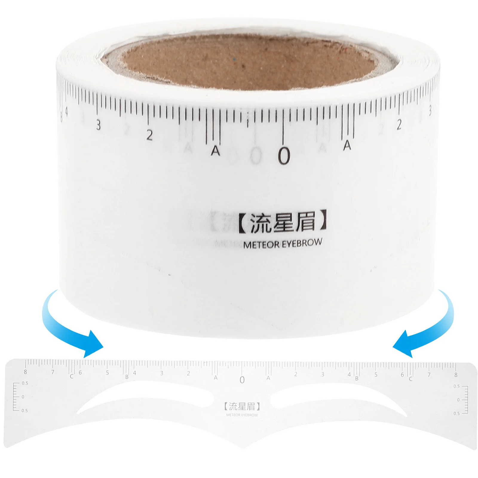 1 rollo de cinta métrica de cejas de estilo europeo, herramienta de mapeo de cejas reutilizable de PVC, plantilla de posicionamiento para dar forma a las cejas simétrica