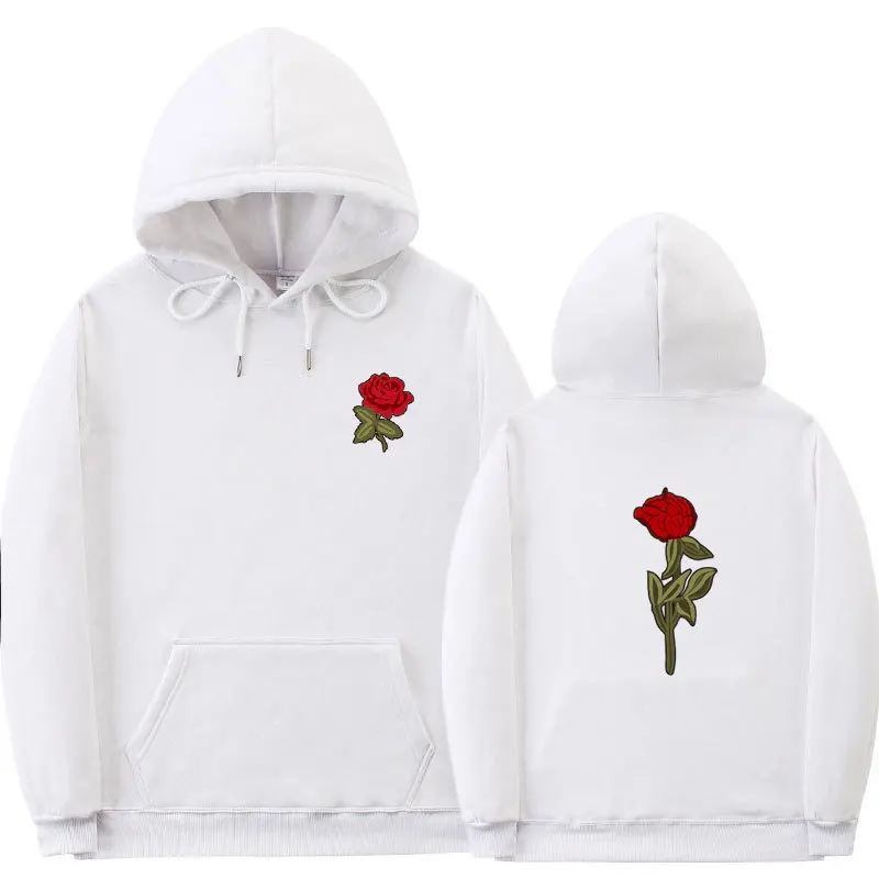 Spring and autumn streetwear hoodie rose simple print new Harajuku hoodie fashion unisexual sweatshirt men