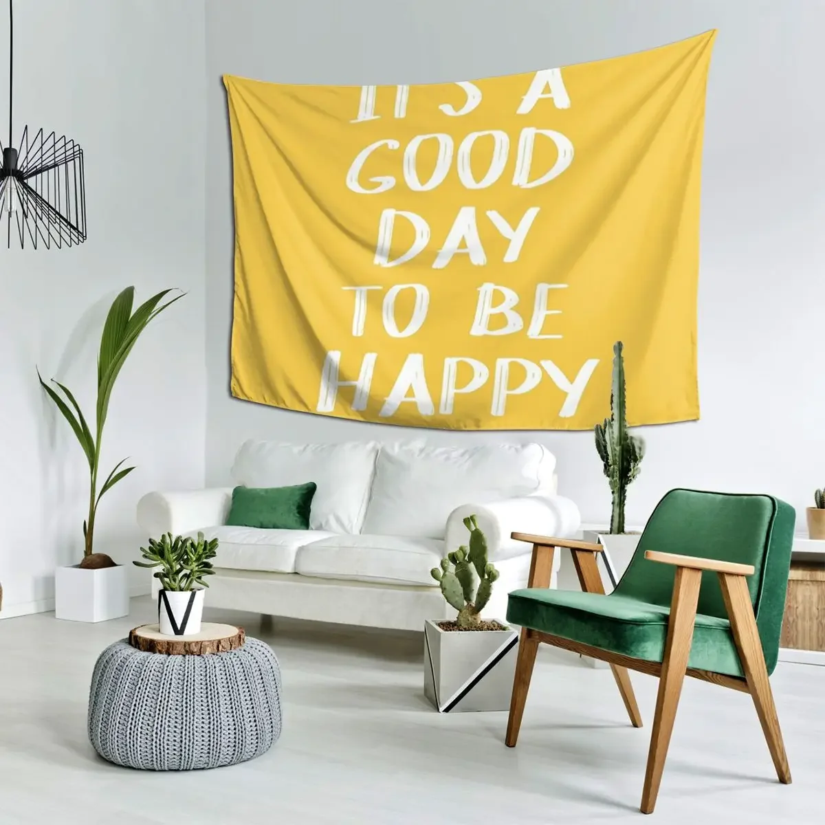 It's A Good Day To Be Happy Tapestry Art Wall Hanging Aesthetic Home Decoration Tapestries for Living Room Bedroom Dorm Room