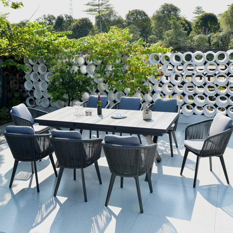 Outdoor table and chairs, open-air villa, garden courtyard, outdoor rattan chair, home leisure dining table combination