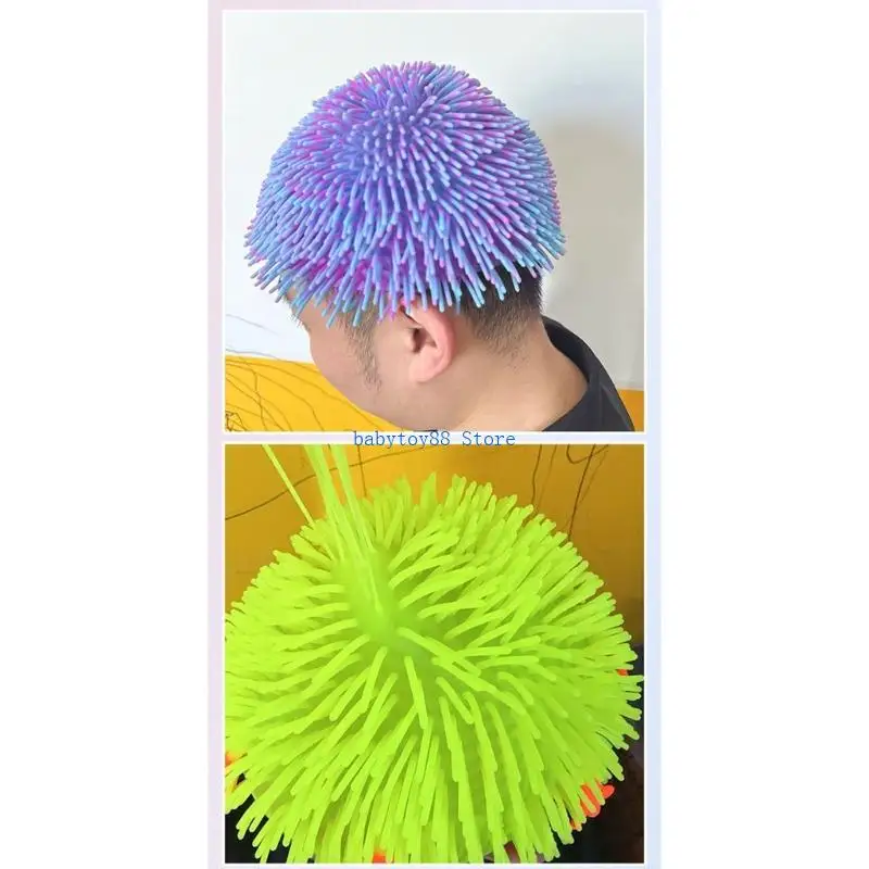 Y4UD Soft Rubber Prick Ball Cap, Funny Hair Cap Size, Elastic Toy Unwinding Funny Same Styles, Holiday Gift, Holiday Party