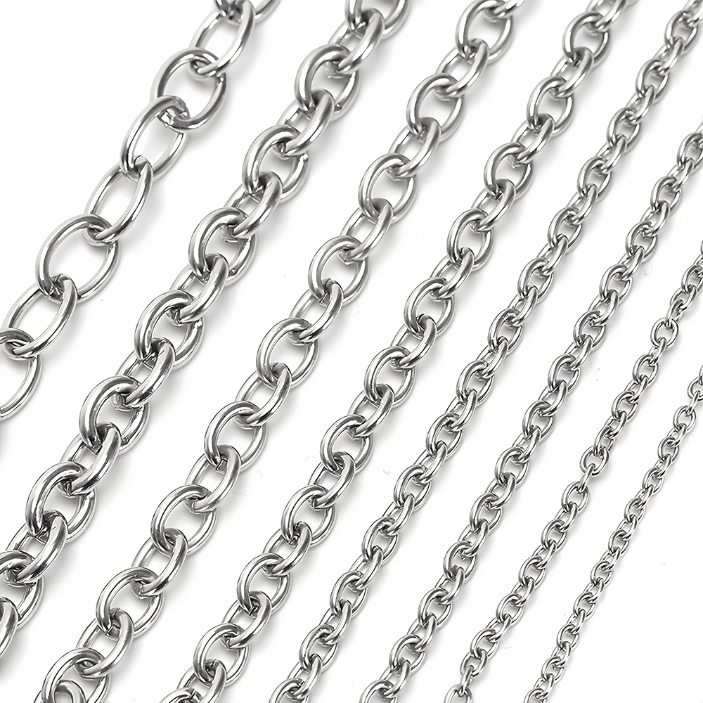 1m/Lot 1.5-8mm Stainless Steel Extended Necklace Chains Tail Semi Finished Bracelet Extender Chain for Jewelry Making Supplies