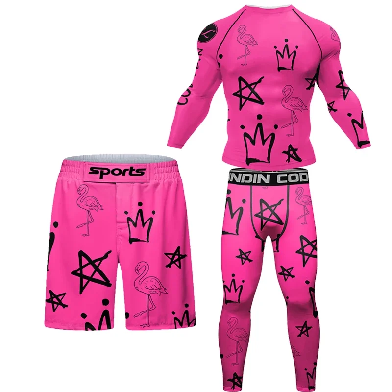 Boxe Compressão MMA Shorts para Homens, Ginásio Workout, Sportswear, Undershirts Sets, Rash Guard, Atlético Rahsguard T-Shirt, Tops