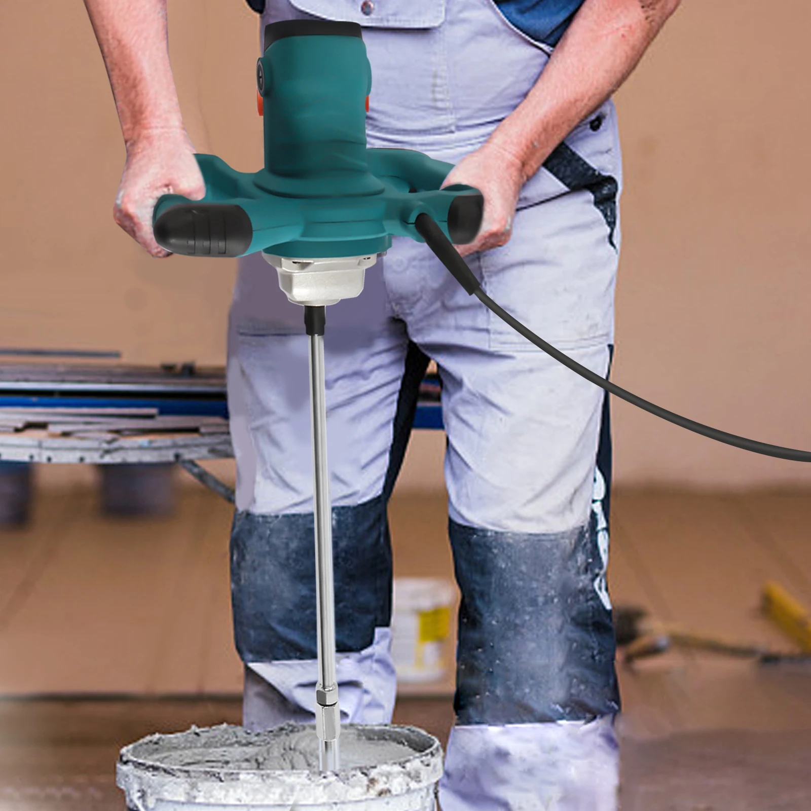 

Цементный миксер, 2100 Вт, ручной электрический бетономешалка, портативный миксер для раствора с 6 регулируемыми скоростями