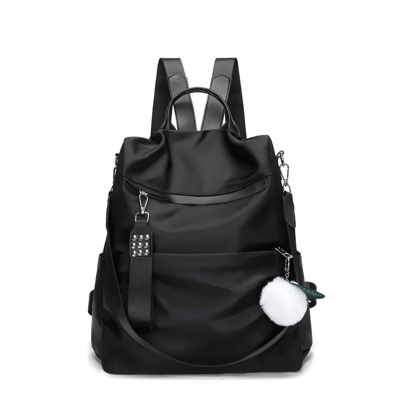 VIAGEM-Mochilas Oxford impermeáveis para mulheres, bolsas de ombro femininas elegantes, zíper rebite legal, bolsas escolares, bola de cabelo, nova moda, 2024