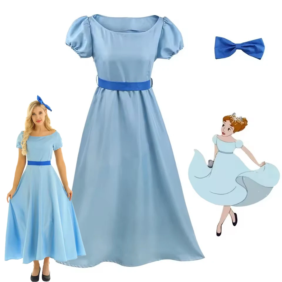 Anime Anime Wendy Cosplay Costume Women Short Puff Sleeves Princess Fancy Dress Up Carnival Party Dress with Headwear - Aliexpress Deal