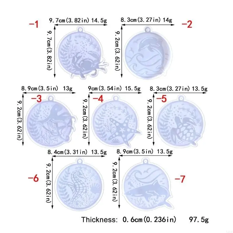 N2UE DIY البحرية الحيوان المفاتيح سيليكون الايبوكسي العفن DIY الحلي قلادة مجوهرات صياغة قالب لعيد الحب الحب هدية