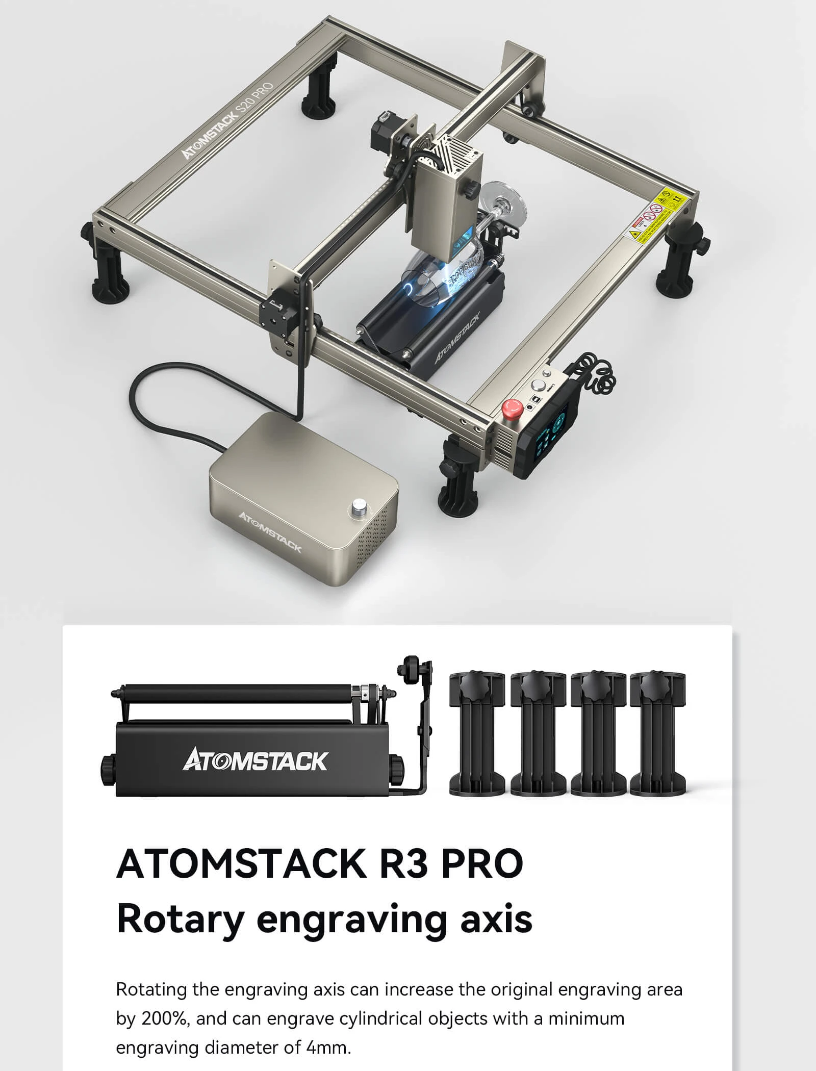 Atomstack X20/S20 Pro 20W Power Output Laser Engraving Cutting Machine Built Air Assist Fixed-Focus High-Energy Ultra-thin Laser