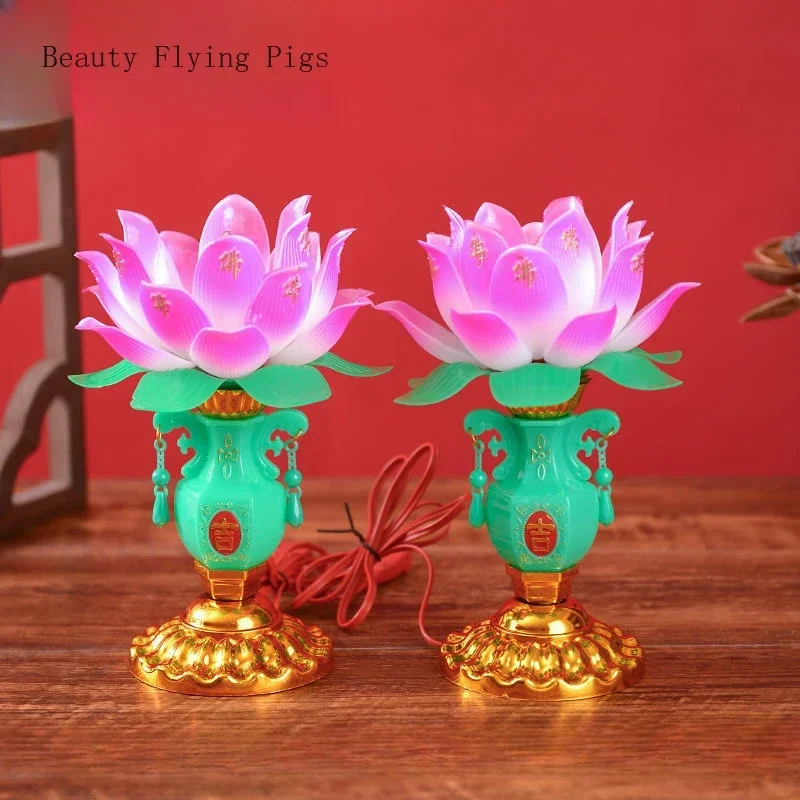 

2pcs Chinese Lotus Candlestick Temple Worship Home Decoration Feng Shui Decoration Pray for Auspiciousness Chinese Creativity