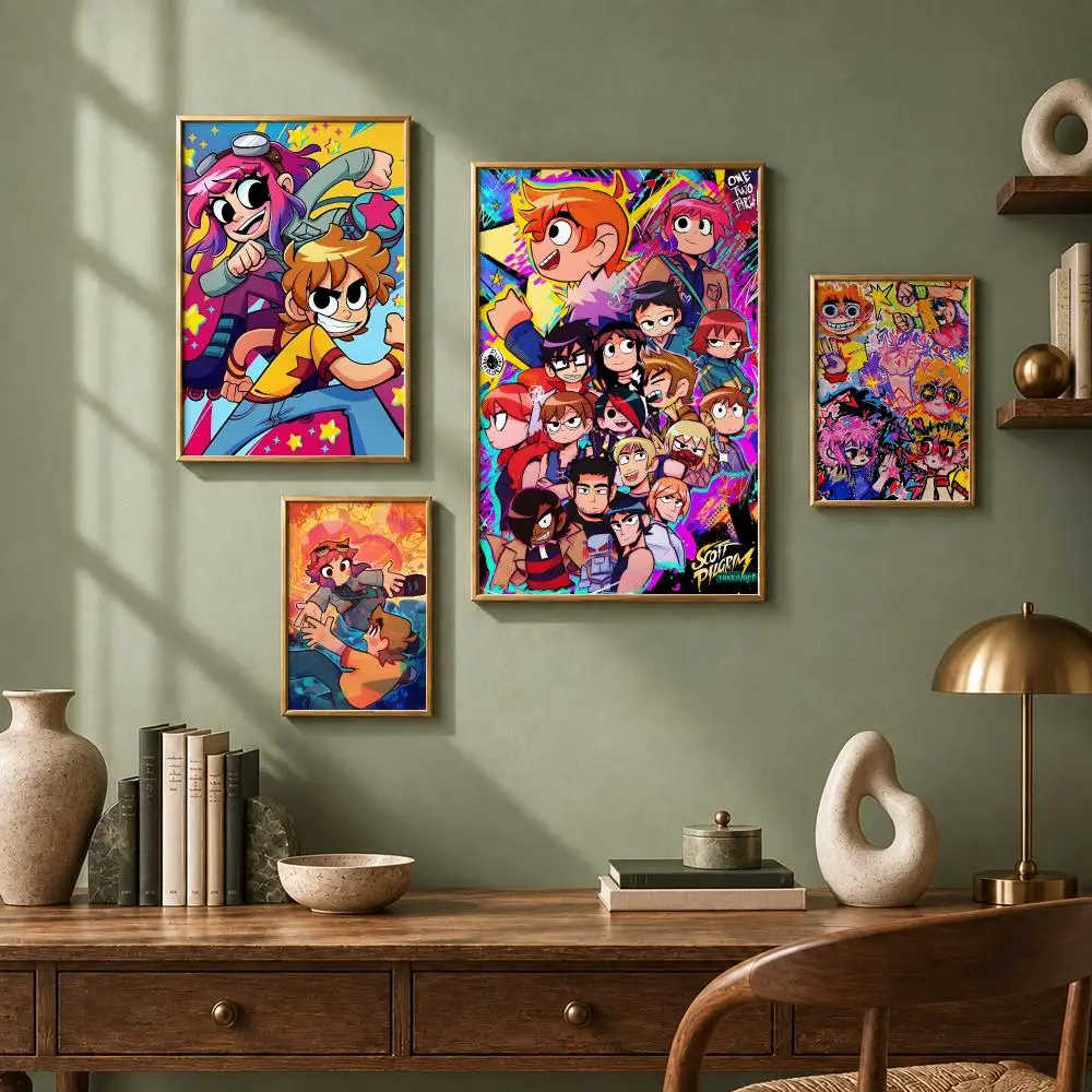 Retro Comic S-Scott PilgrimS Poster HD Self-Adhesive No Residue After Removal Ideal for All Kinds of Wall Decor