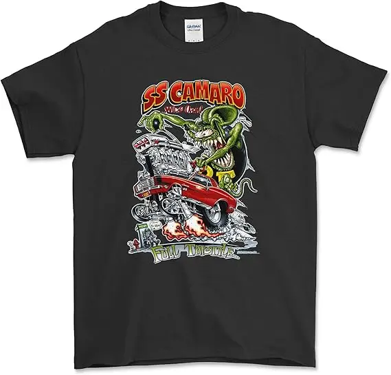 Rat Fink SS Camaro T-Shirt, Tee Shirt 100% Cotton Trendy Y2K Short-Sleeve Tee-Soft, Quick-Drying,  Wrinkle Resistant Light Cotton Graphic Tshirt Soft Stretchy Casual