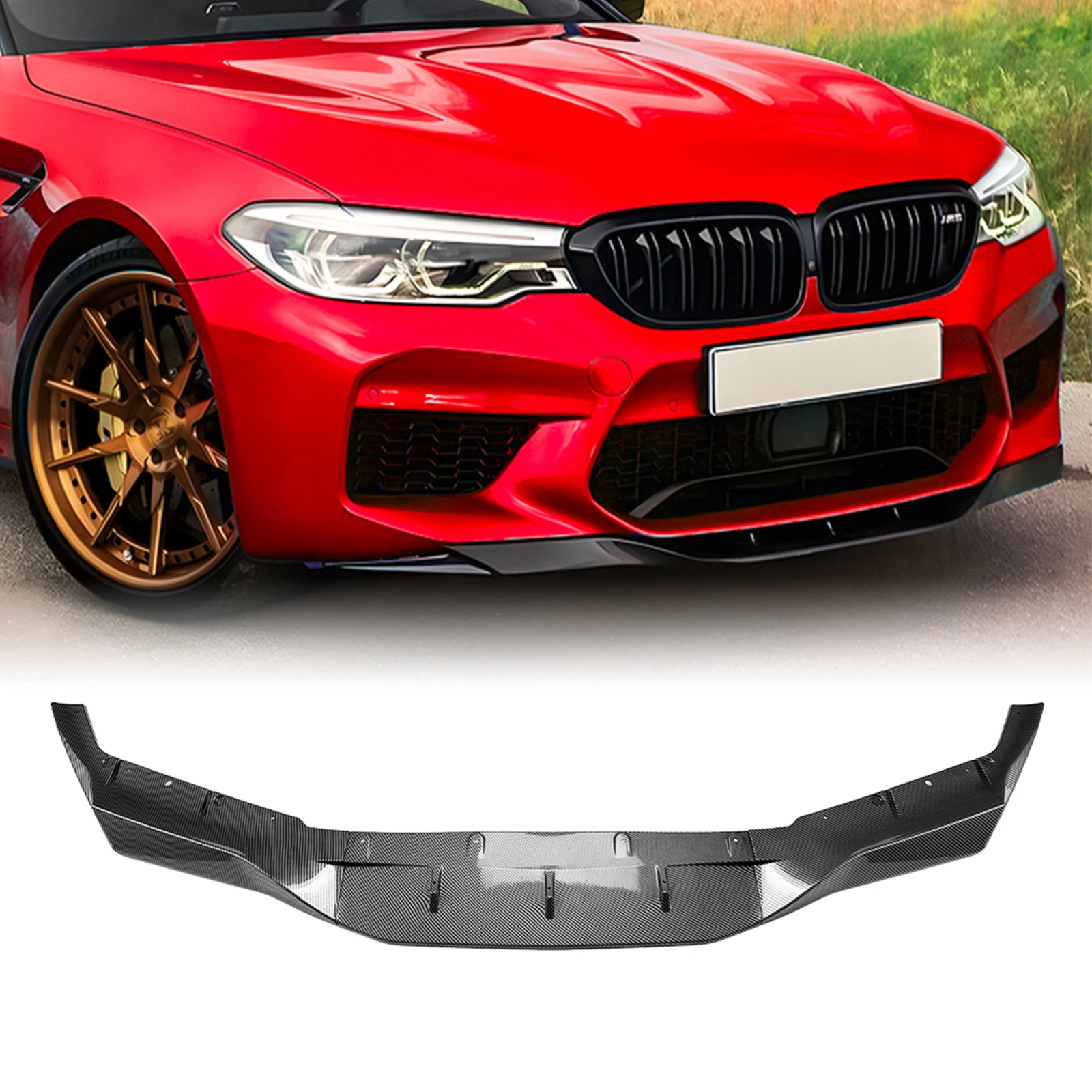 

Front Bumper Spoiler Lip For BMW 5 Series F90 M5 2018-2020 Carbon Fiber Look/Gloss Black Lower Splitter Protector Body Blade Kit