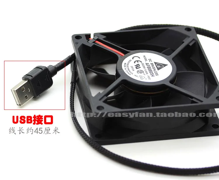 НОВЫЙ DELTA 8025 5 В двойной шарикоподшипник 8 см 8 см USB большой объем воздуха AFB0805H охлаждающий вентилятор