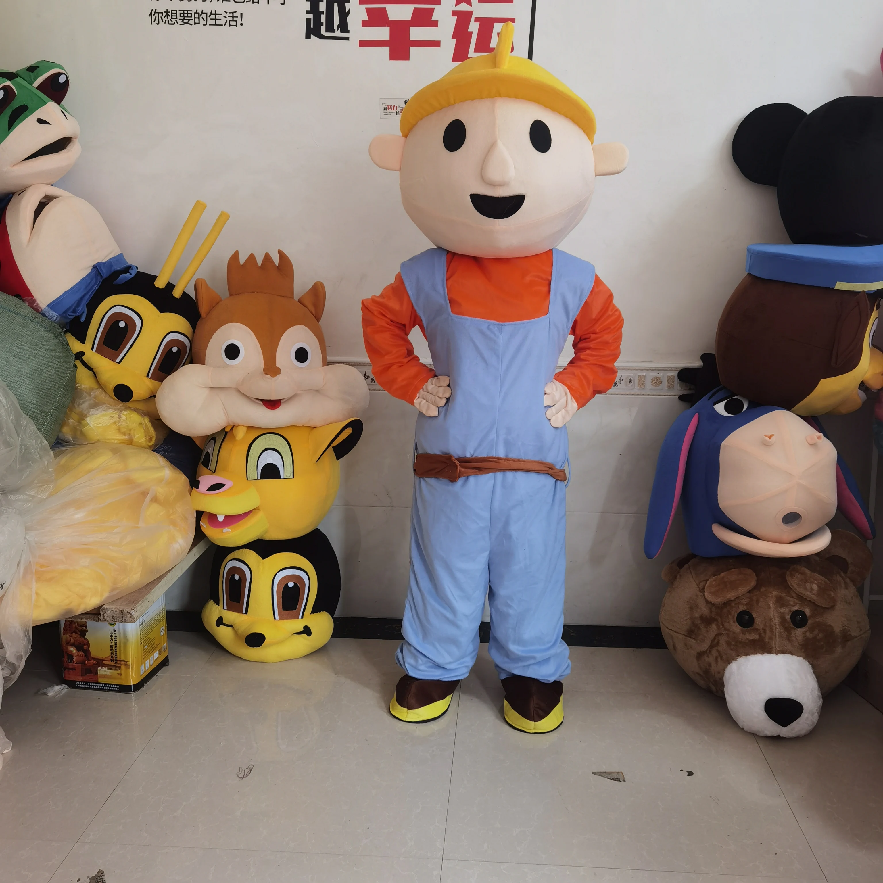 

Bob The Builder Mascot Costume Fire Safety Drill Props Cartoon Doll Performance Event Accessories Halloween Costumes for Adult