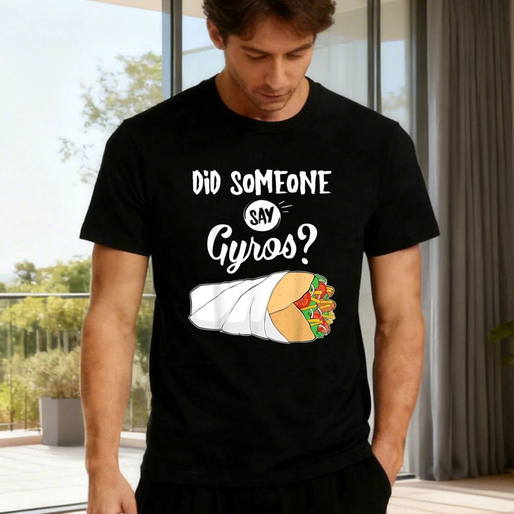 DiD SOMEONE Gyros T Shirt Wrapping Paper Printing  Food Club Men Food Lover Clothes High Quality Cotton T Shirt Tops