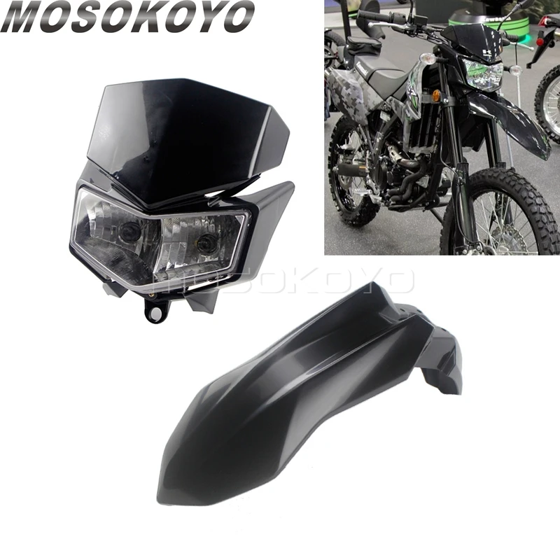 For Kawasaki KLX 250 KLX250 2008-2019 Plastic Full Protect Guard Covers Tank Plate Dirt Bike Fairing Headlights Fender Motocross