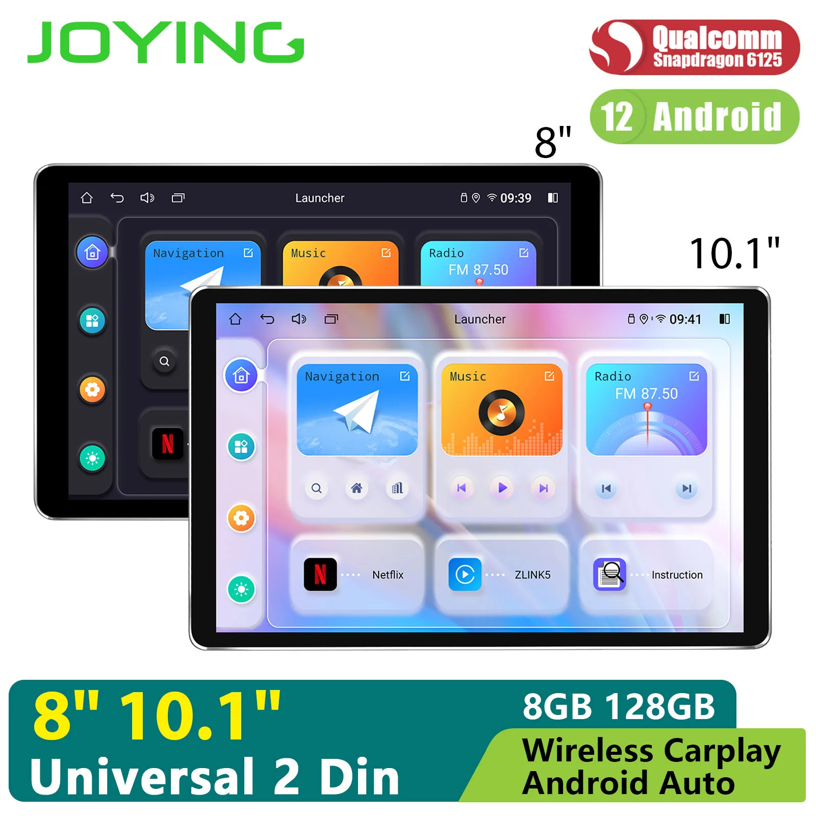 

JOYING Newest Car Stereo Radio Multimedia Player Double 2Din Head Unit Support Carplay Android Auto With 10.1" Floating Screen