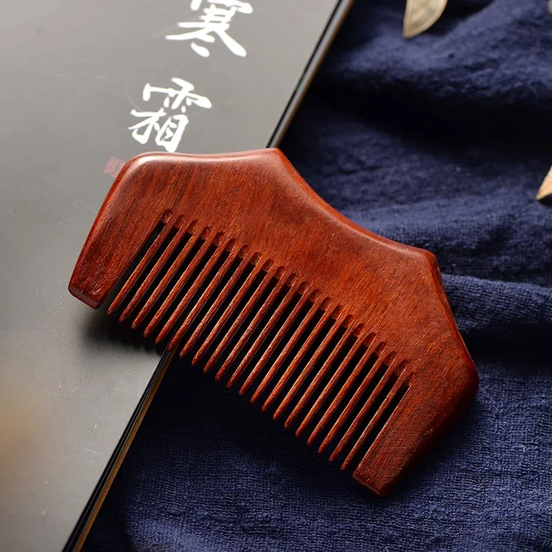 Red Sandalwood African Pterocarpus Santalinus Old Materials Wood Comb Anti-Static Massage Comb Lettering Personality