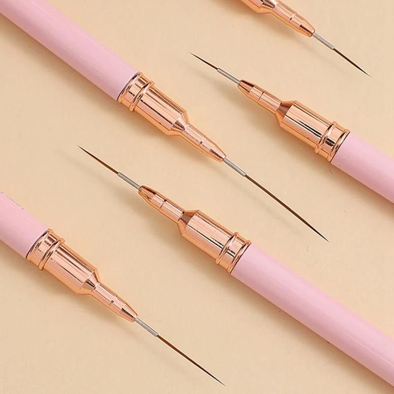 5PCS 7/9/11/15/25Mm Nail Liner Brush Set UV Gel Nail Brushes Kits French Stripe Line Painting Drawing Flower Pen Tools