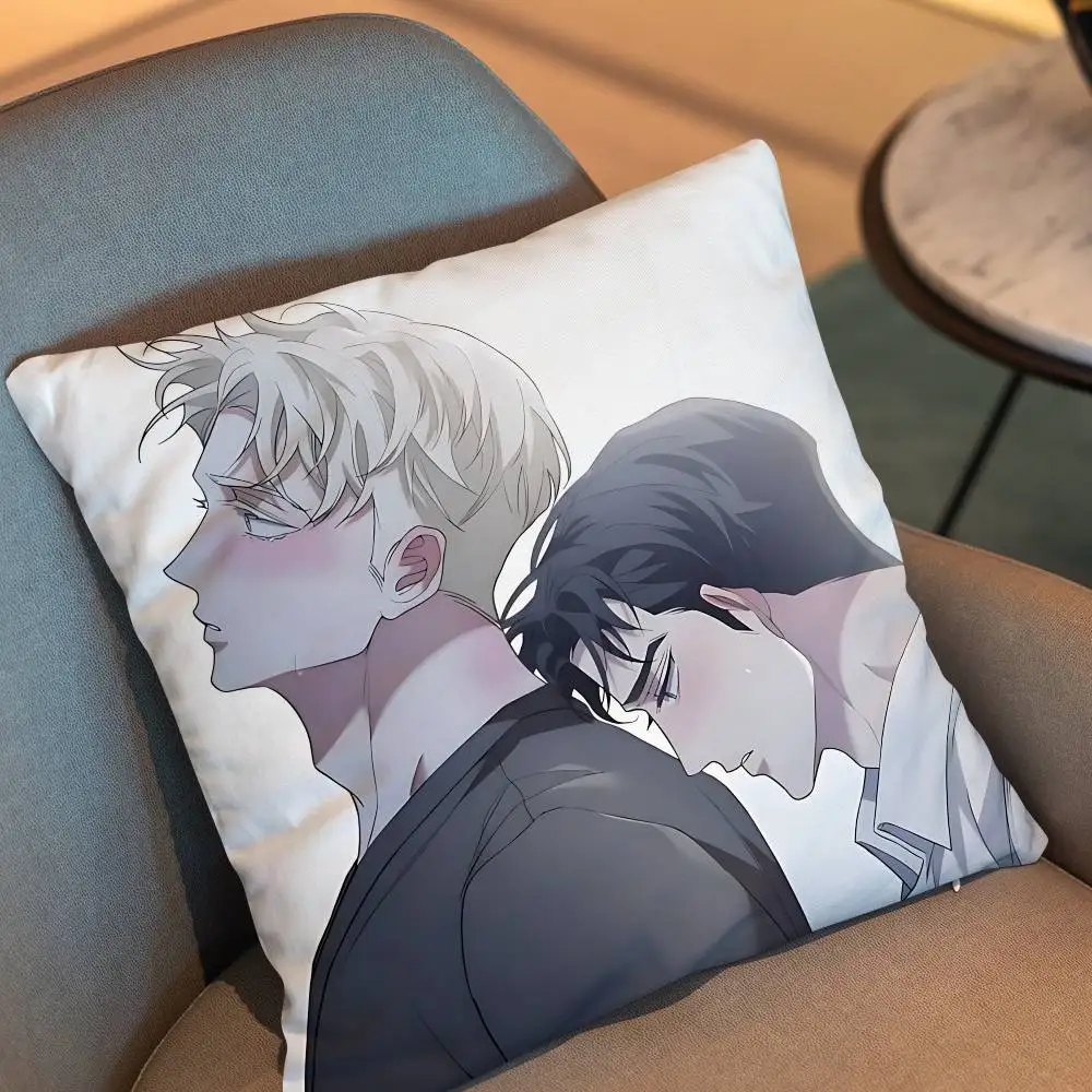 Korean webtoons Unfinished Business Pillow Case Anti-dustmite Pillowcase Invisible zipper silky short plush Sofa cushion cover
