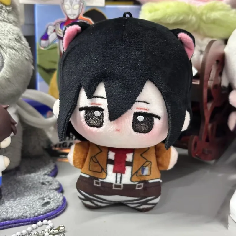 10cm ataque em titã eren jaeger figura de pelúcia chaveiros acessórios kawaii anime mikasa ackerman bonecas mochila pingente modelo