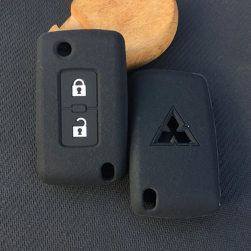 ZAD 2 buttons Silicone Car key Cover Case Protection for Mitsubishi Lancer 10 Outlander 3 Pajero sport remote key car accessory