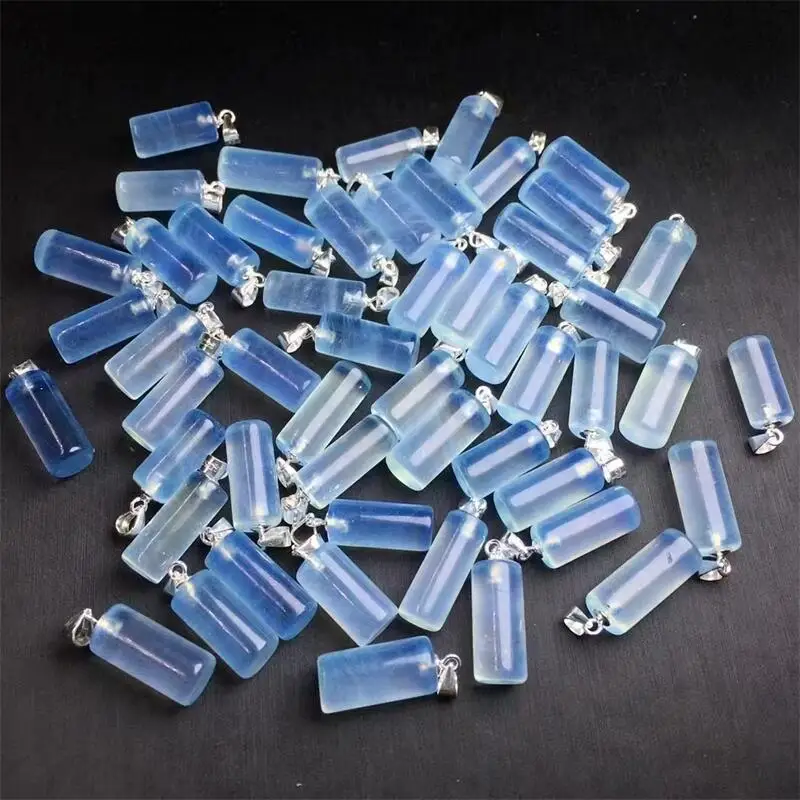 女性のための天然アクアマリン円筒形ペンダント,日曜大工のパーティージュエリー,風水ギフト,癒しのエネルギー宝石,s925