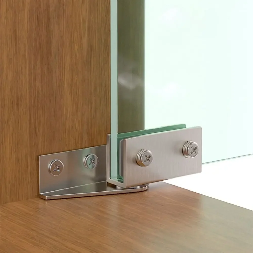 2PCS Non-perforated Glass Hinge Zinc Alloy Glass Door Hinge Frameless Clamp Wine Cabinet Hinge Side Mounted Glass Door Hinge