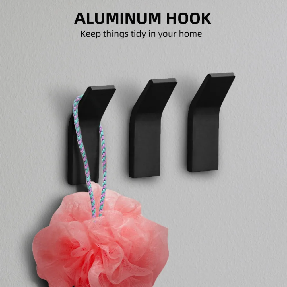6 Pcs Durable Self-Adhesive Adhesive Towel Hooks Anti-Rust Drill-Free Towel Rack Hooks Space Saving Aluminum Material Door Hooks